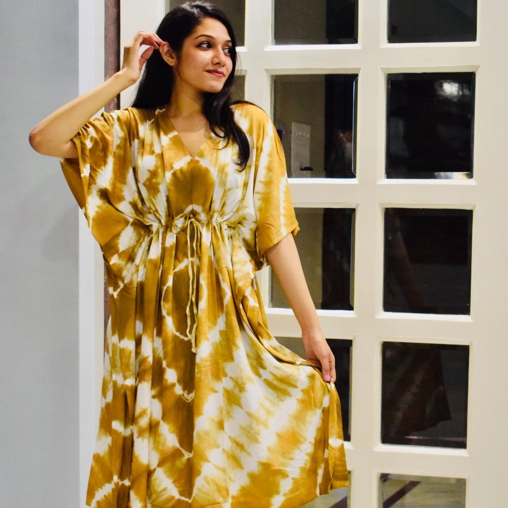 BRAND NEW Rayon Tie-dye summer-perfect Short Kaftan Dress